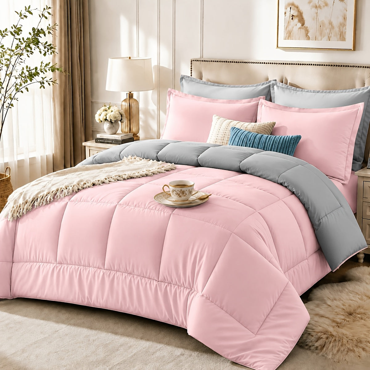2/3pcs Summer Comforter-Double-Sided Tech Fabric, Large & Extra-Large Bed Bedding Sets, Lightweight Comforter-Soft Breathable For Hot Sleepers&Night Sweats-Elegant Bedroom For Couples & Solo Users, 1Comforter, 1/2Pillowcase, Random Color