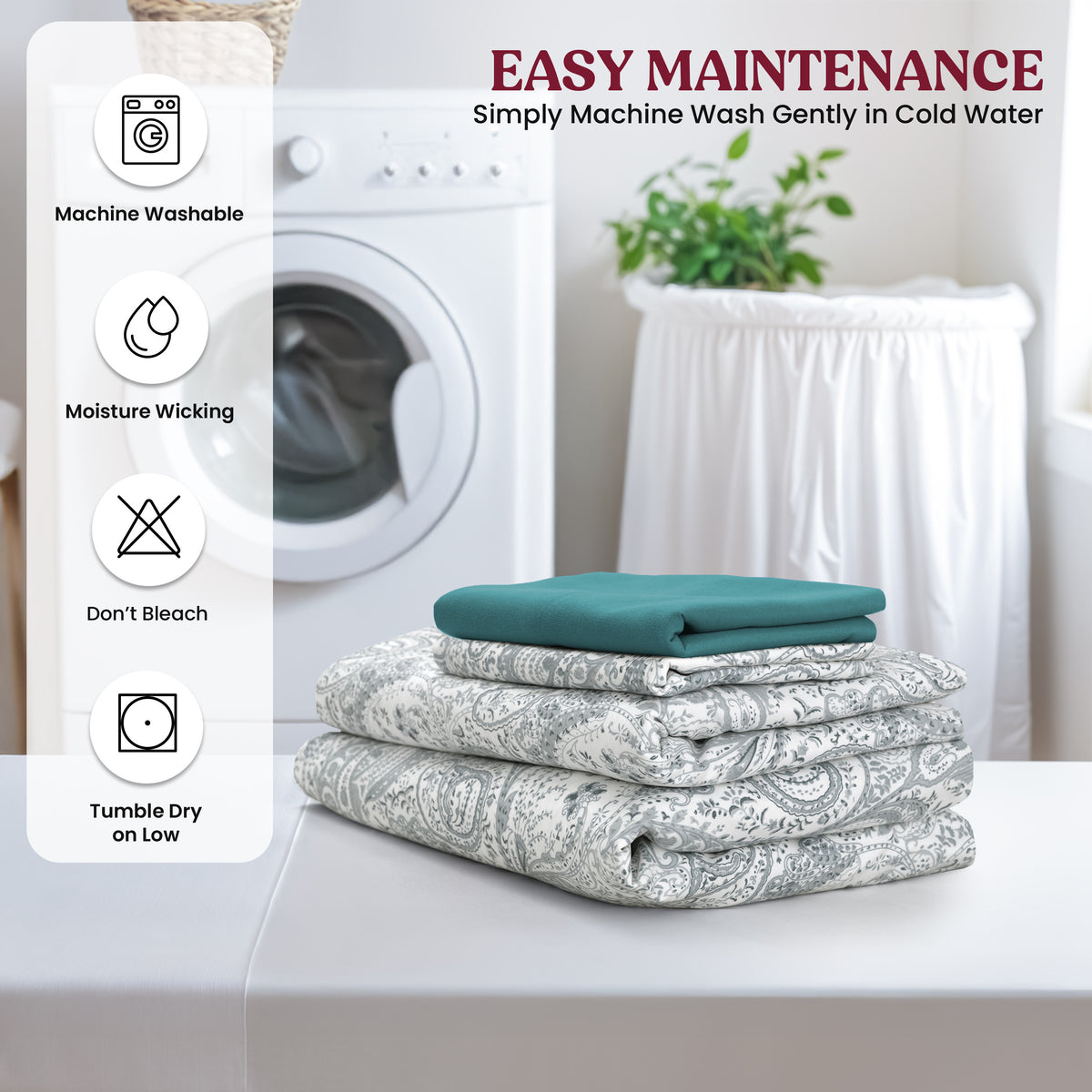 Paisley Microfiber Sheet Set, Soft 100% Polyester Bedding with 16-Inch Deep Pocket Fitted Sheet, Flat Sheet and Pillowcases in Six Bed Sizes