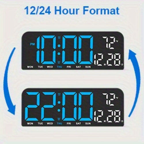 14.6"/9.5" LED Digital Alarm Clock - Large Display Desk & Wall Clock with Date, Week, Temp, Auto Brightness Dimmer, Remote Controll, Modern Clock for Home & Office Decor, Great Father's Day Gift for Dad, Seniors & Elderly