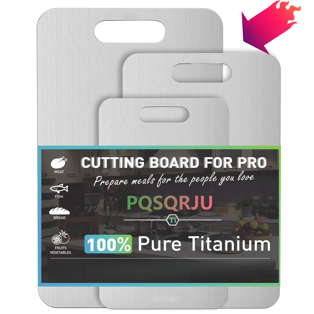 3pcs Titanium Cutting Boards 2026 New Upgrade - Heavy-Duty, Rust-Resistant, BPA-Free, Easy To Clean, Space-Saving, Rounded Edges, Hook Handles - Durable Kitchen Prep Boards For Meat, Vegetables, And Fruits - Perfect For Home, Outdoor BBQ, And Gifts