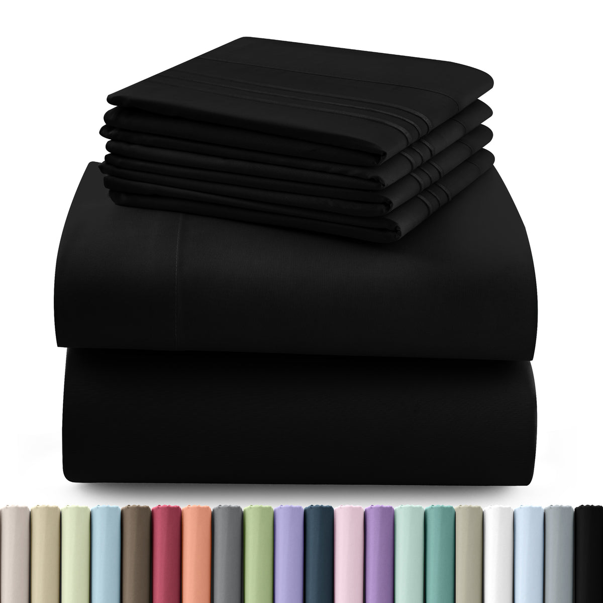 Hannah Bedding Sheet Set - 6 PC Brushed 100% polyester Bed Sheets 16 Inches Deep Pockets - Embroidered & Plain Pillowcases - Hotel Luxury Sheets Bed Set - Soft Bedding Sheets