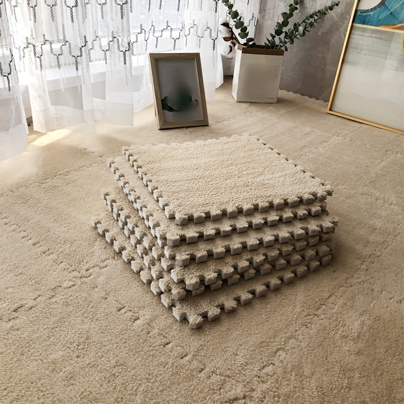 12pcs Interlocking Foam Floor Tiles in Solid Color Gray/White/Black - Soft, Washable, Non-Slip EVA Mats for Bedroom, Living Room, Home Decor, Pet Spaces, And More