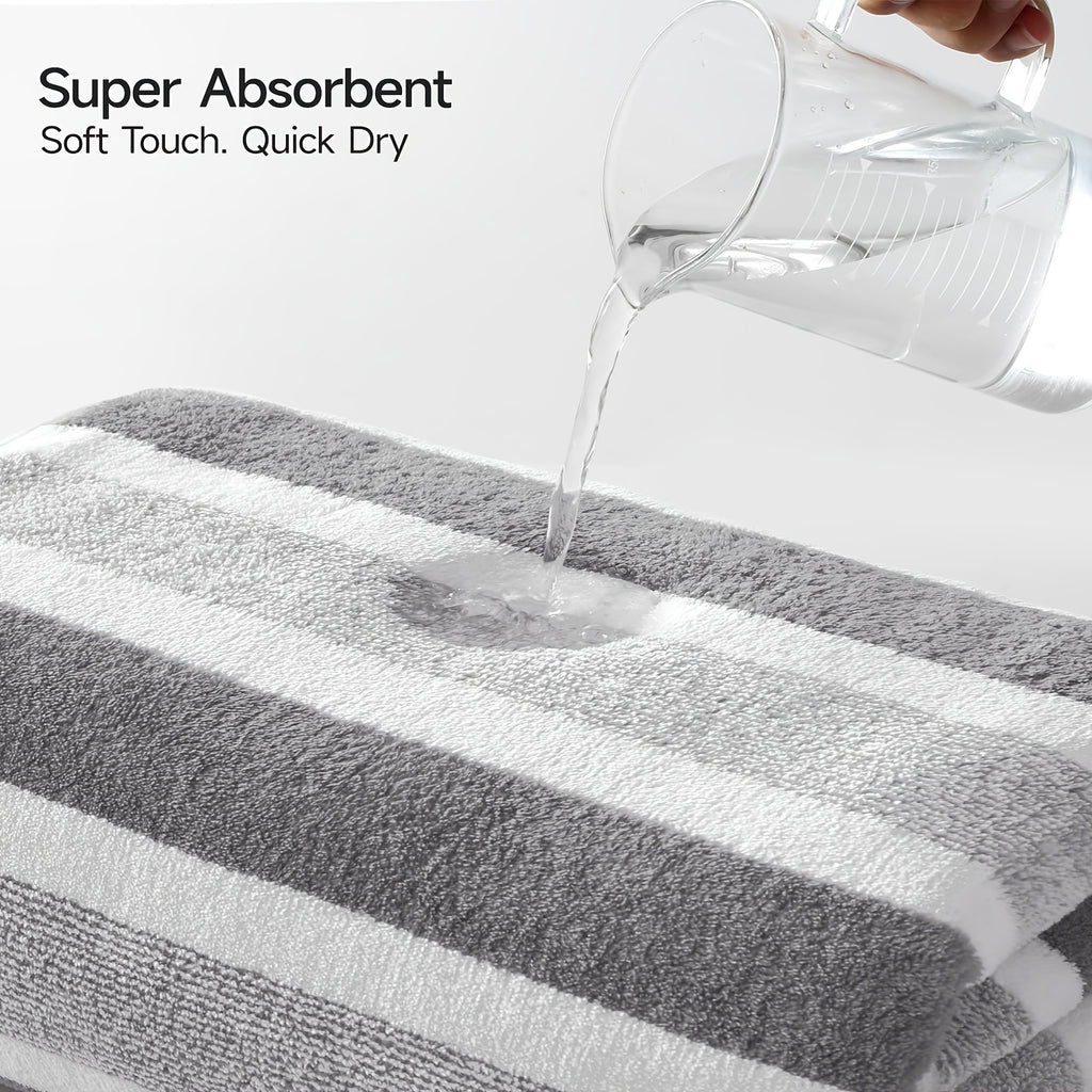 1/4pcs Striped Bath Towel Set, Beach Towel Bath Towel, Absorbent And Quick-Drying Shower Towel, Super Soft And Skin-Friendly Bathing Towel, for Home Bathroom, Ideal Bathroom Supplies Family Essentials. 70X140Cm/27.6X55.1 Inches