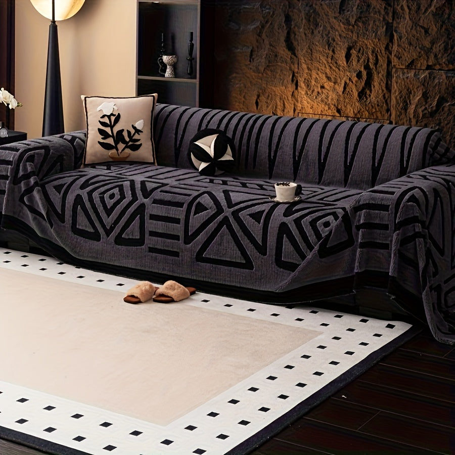 1 New Bohemian Style Sofa Cover Retro Woven Cozy Throw Pet Friendly Slip Resistant Luxury Thick Velvet Couch Cover Machine Washable Soft Plush Decor for Armchair Loveseat 3 Seater 4 Seater Sectional Sofa