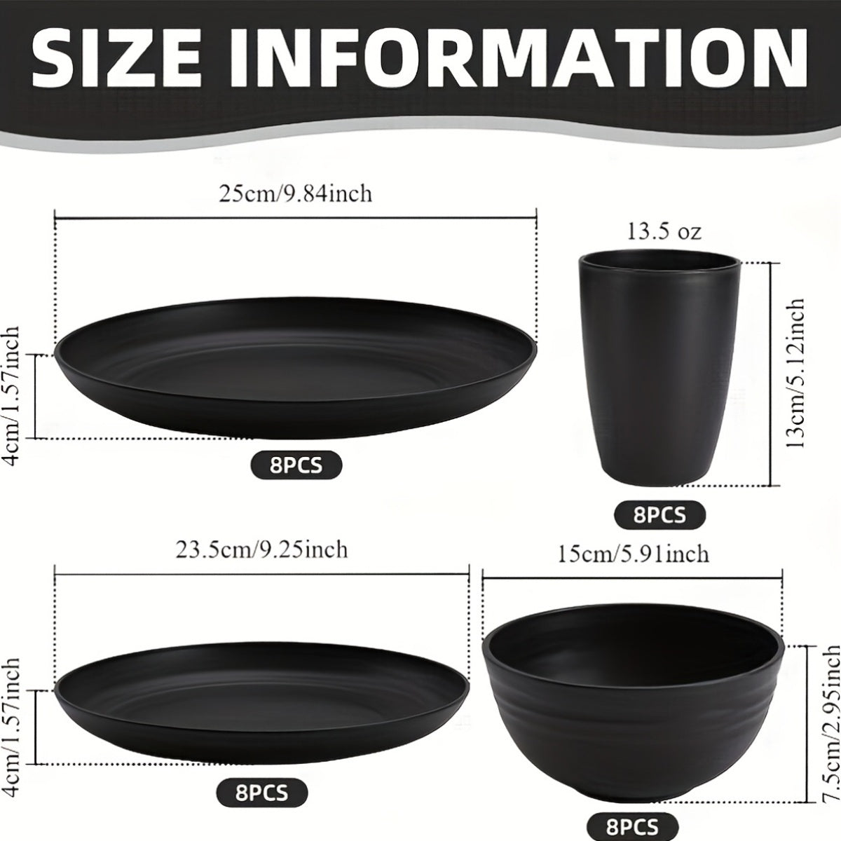 32/16pcs Dinnerware Set Made from Wheat Straw, Designed for 8 Or 4 People, Includes Kitchen Additions, Unbreakable Modern Plates, Dessert Plates, Bowls, And Cups. Safe for Dishwasher And Microwave, Lightweight for Camping And Daily Use