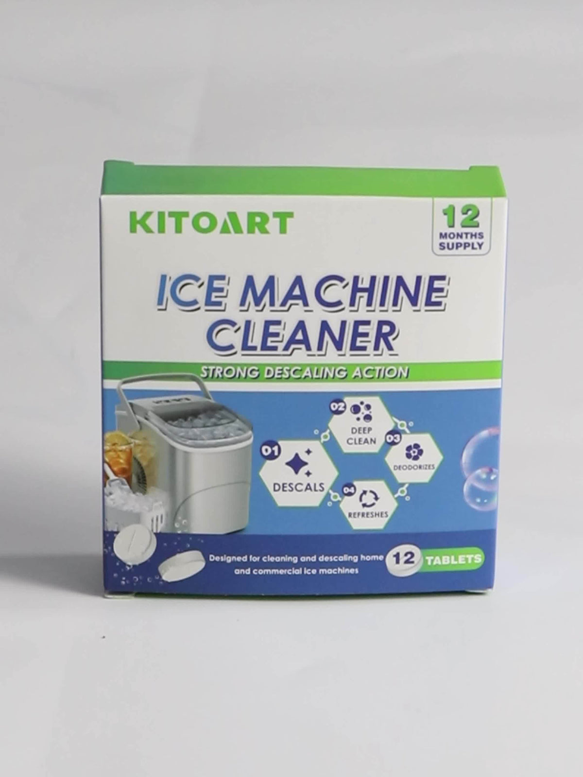 12 Ice Maker Cleaning Tablets - Gentle Formula for Deep Cleaning, Deodorizing & Scaling, Safe & Non-Toxic, No Residue, Sodium Chloride Formula, Compatible with All Ice Machines, 12pcs/24pcs/36pcs Three Specifications Are Available