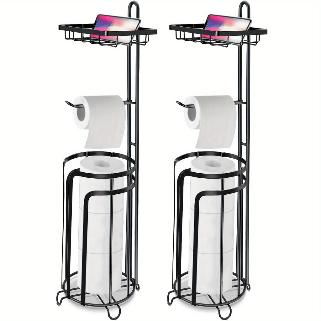 Freestanding Toilet Paper Holder, Metal Trim Freestanding Toilet Paper Roll Holder And Dispenser to Store 3 Extra Rolls Of Reserve Toilet Paper, Christmas