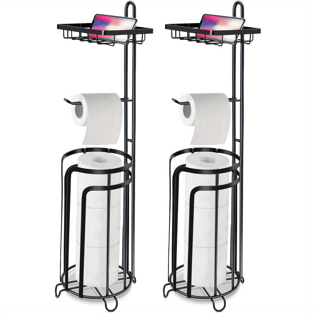 Freestanding Toilet Paper Holder, Metal Trim Freestanding Toilet Paper Roll Holder And Dispenser to Store 3 Extra Rolls Of Reserve Toilet Paper, Christmas
