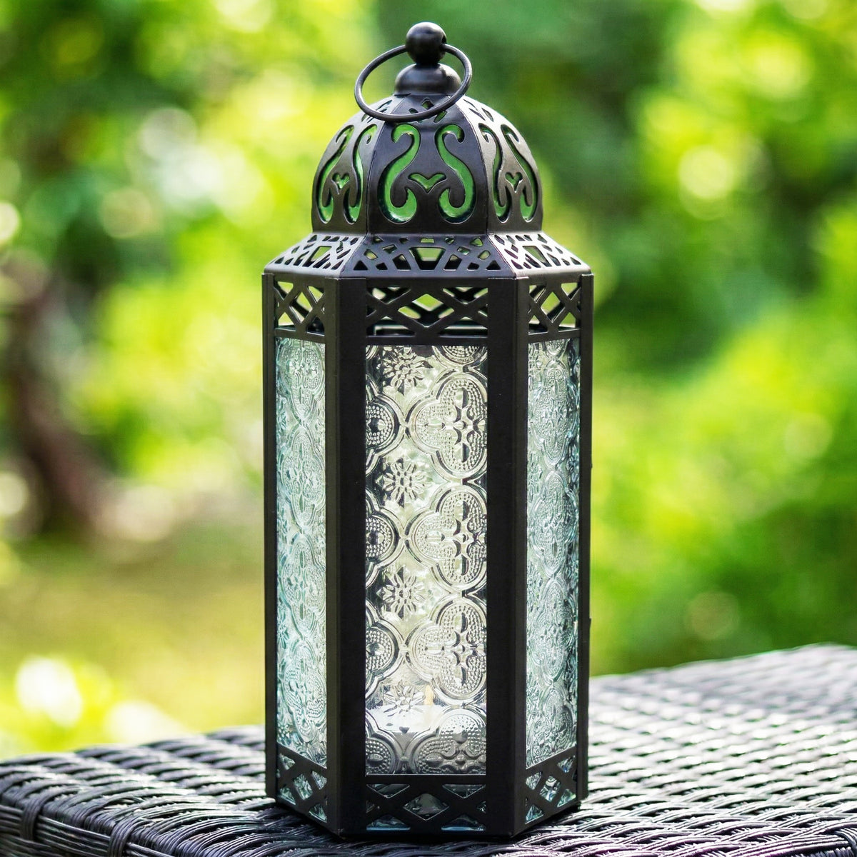 Decorative Moroccan Candle Lantern Holder, Medium, 10.5" Tall