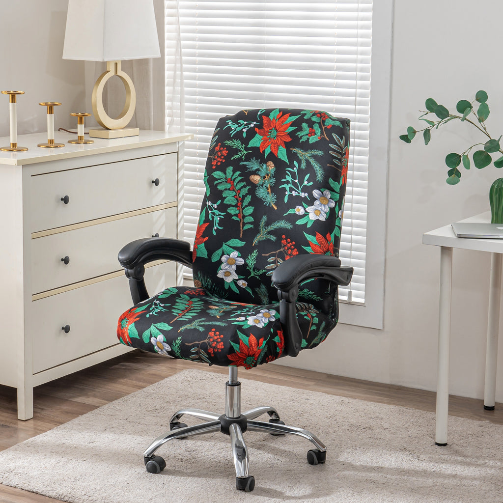 1pc Stretch Printed Computer Office Chair Covers, Soft Fit Universal Desk Rotating Chair Slipcovers, Removable Washable Anti-Dust Spandex Chair Protector Cover With Zipper, Valentine'S Day Gift, Valentine'S Day Decorations