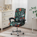 Office Chair Cover with Zipper, Printed Stretch Spandex Desk Chair Slipcover, Removable Washable Dust Protector for Home Workspaces