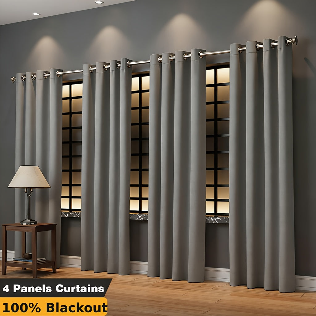 4pcs Pack Living Room Bedroom Blackout Curtains Living Room Bedroom Blackout Curtains Heat Insulation Noise Reduction Privacy Protection Privacy Screen Partition Curtains Suitable for Living Rooms Bedrooms Balconies And Courtyards