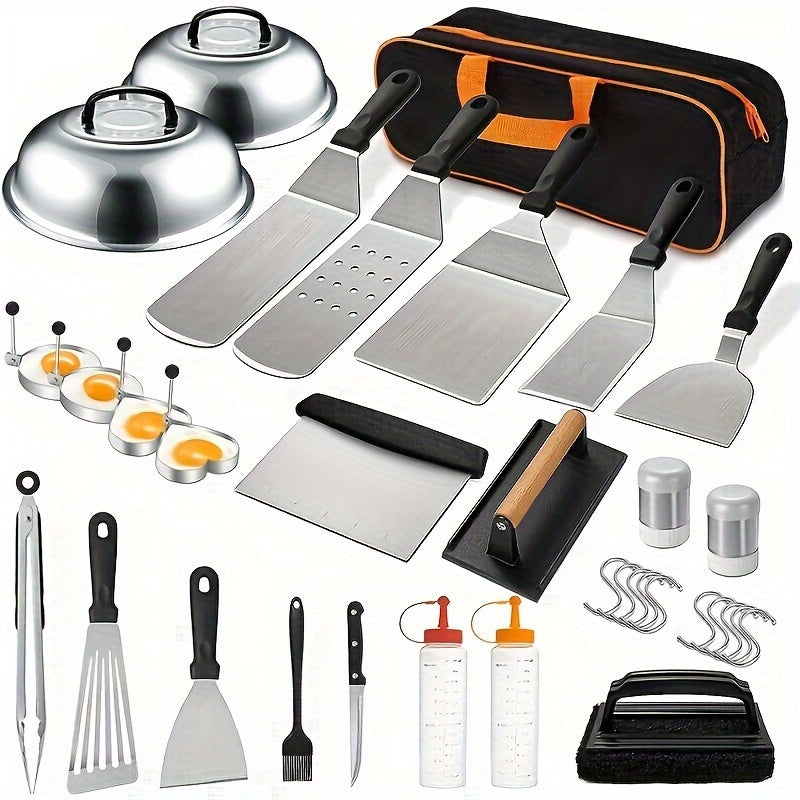 34/17pcs Of Barbecue Set, Barbecue Accessories, Teppanyaki, Meat Press Plate, Meat Thermometer, Kitchen Tools, Suitable for Outdoor Barbecue, Parties, Father's Day Gifts