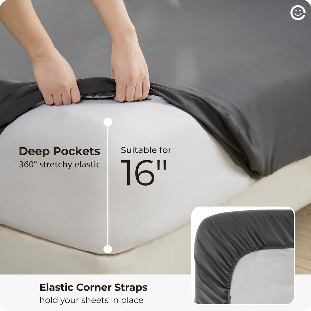4-Piece Luxury Cooling Sheet Set - Breathable And Cooling Sheets - Hotel Luxury Sheet Set - Easy to Install And Secure - Soft, Wrinkle-Resistant Comfortable Sheets - Extra Deep Pocket Sheet Set - 4-Piece Set, Color Random