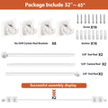 Adhesive Curtain Rods No Drilling, 5/8-Inch Window Drapery Poles with Stick-On Brackets in Black or White and 30–45, 48–84 or 66–120 Inch Options