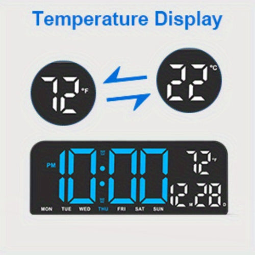 14.6"/9.5" LED Digital Alarm Clock - Large Display Desk & Wall Clock with Date, Week, Temp, Auto Brightness Dimmer, Remote Controll, Modern Clock for Home & Office Decor, Great Father's Day Gift for Dad, Seniors & Elderly