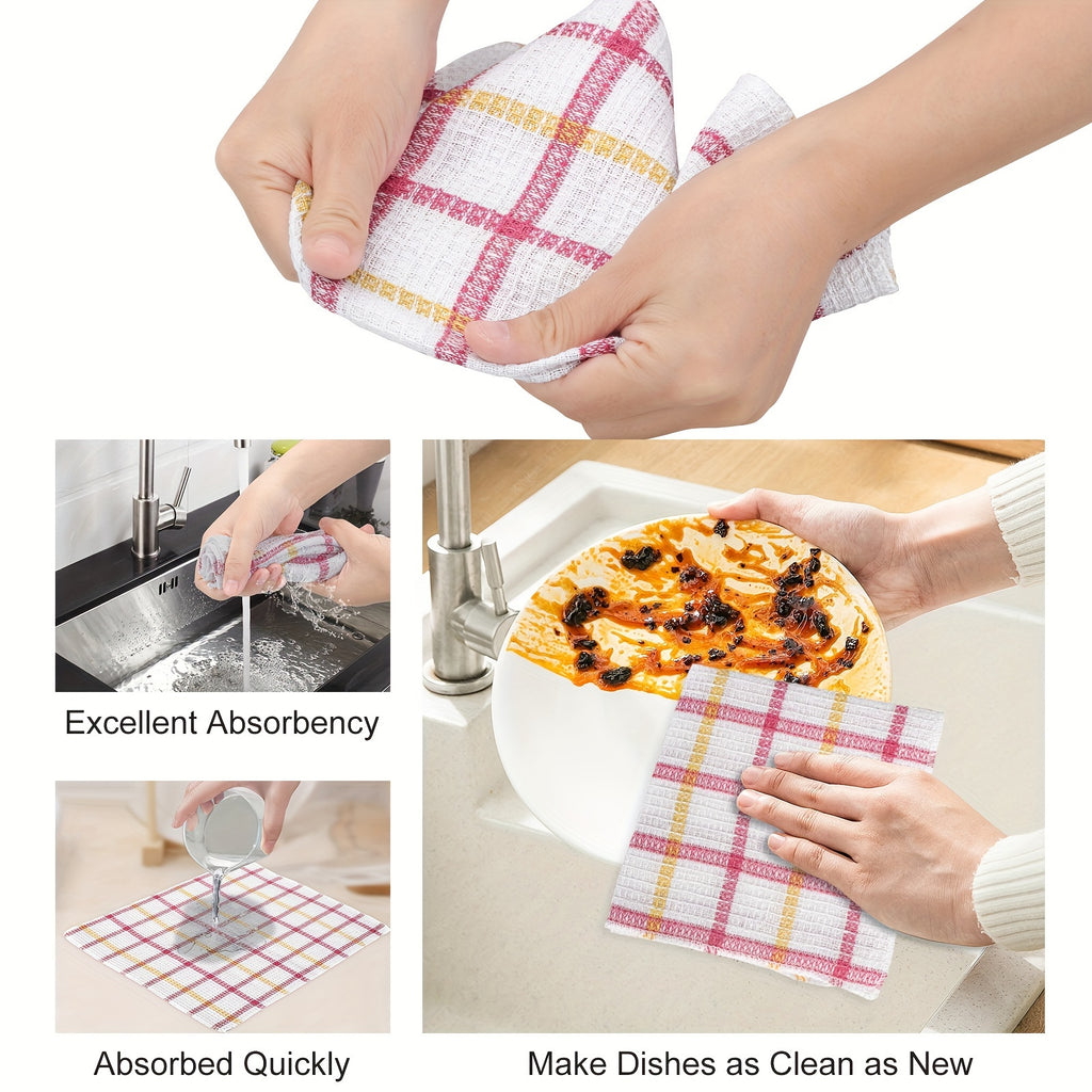 12pcs Kitchen Dishcloths - Soft Absorbent Dishcloths, Square Household Cleaning Cloth Set, Reusable And Durable Kitchen Wipes, Quick Drying Scouring Cloth, Practical Car Cleaning Cloth Set, Home Festival Wedding Decoration