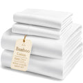 Bamboo Cooling Bed Sheets with 14-Inch Deep Pocket, Double-Stitched Fitted and Flat Sheet Bedding in 13 Colors for Twin Full Queen King Bedrooms