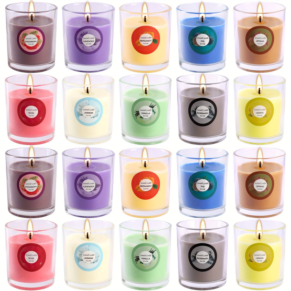 Halloween 20 Pack Strong Scented Soy Wax Candles in Glass Jars - 10 Aromas (Lavender, Vanilla, Jasmine) with Decorative Dried Flower Labels, Individually Wrapped Gift Set for Birthdays, Christmas, Valentine’s Day, Weddings & Decor (Rain)