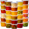 16 oz Deli Containers with Lids, 24-Set Stackable BPA-Free Food Storage for Meal Prep and Takeout, Microwave Dishwasher and Freezer Safe