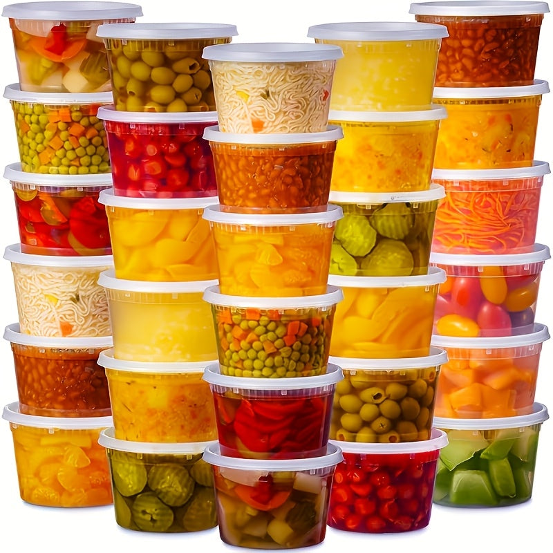 48pcs(24 Containers & 24 Lids) 16oz BPA-Free Durable Leakproof Deli Containers with Lids Set - Microwave & Dishwasher & Freezer Safe Stackable Sealed Fresh Container, Ideal Choice for Takeout Meal Preparation, Ready-to-Eat Packaging Kit