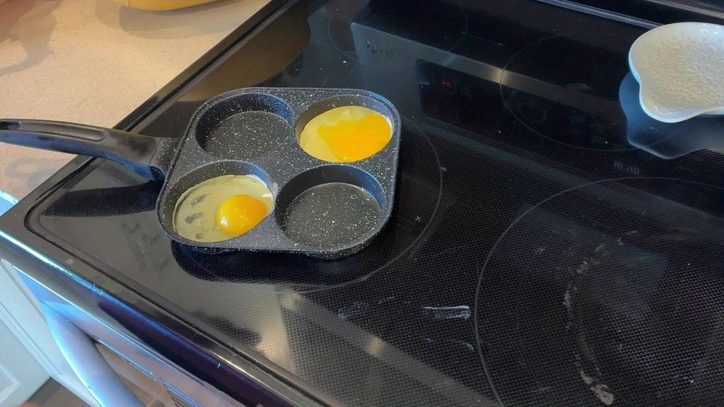 1pc Non-Stick Omelet Pan with Heat-Resistant Wooden Handle & Spray- Suitable for Eggs, Burgers, Skillet Meals - Dishwasher Frying Pan for Stoves, Compatible for Home Kitchen Cooking