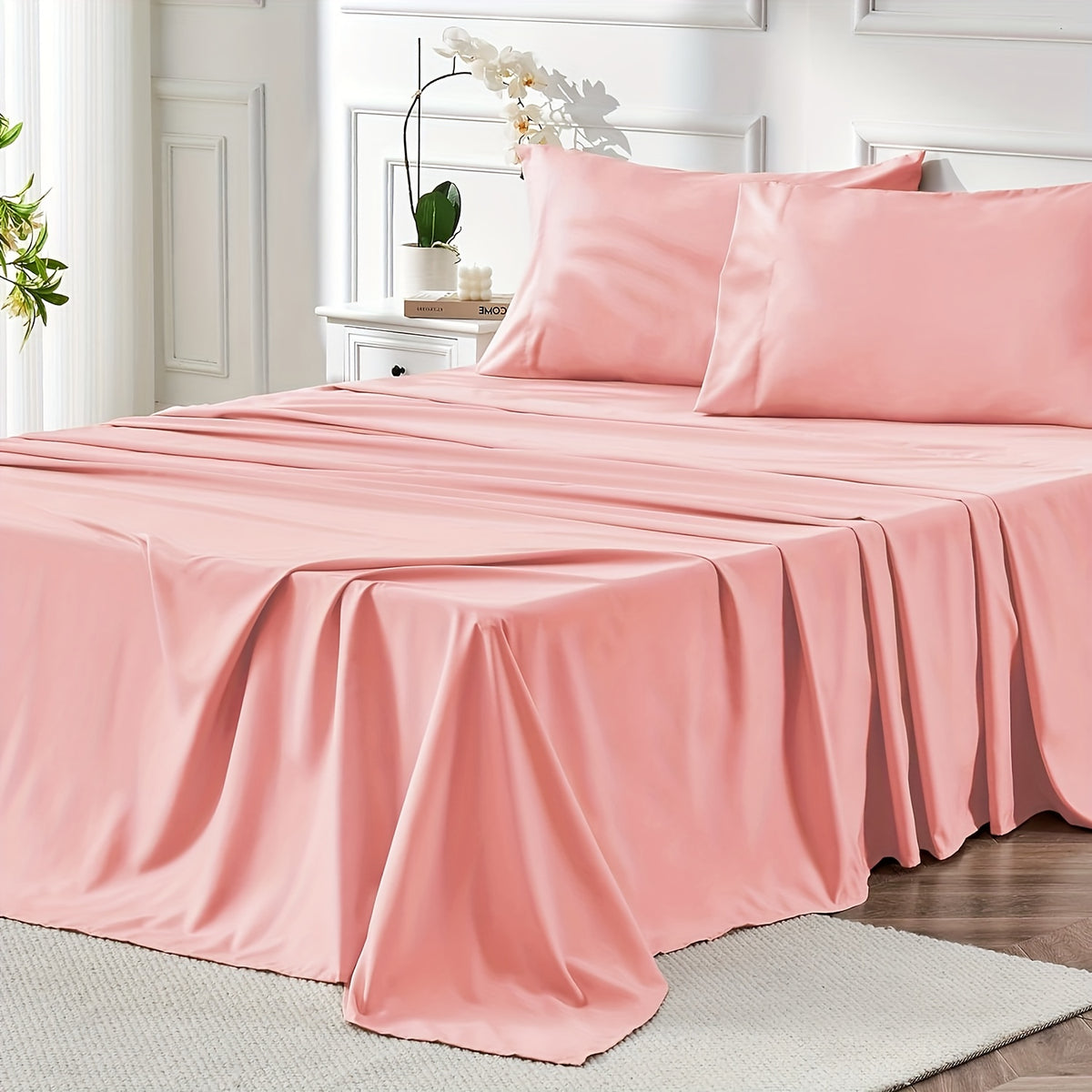 4pcs Queen Size Luxury Hotel-Grade Bed Sheet Set - 2000TC Ultra Soft & Breathable Microfiber with 14" Deep Pocket, Shrinkage & Fade Resistant, Lavender Elegant Deep Pocket Fitted Sheet, Flat Sheet & 2 Pillowcases for Mattresses, All-Season Easy Care Beddi