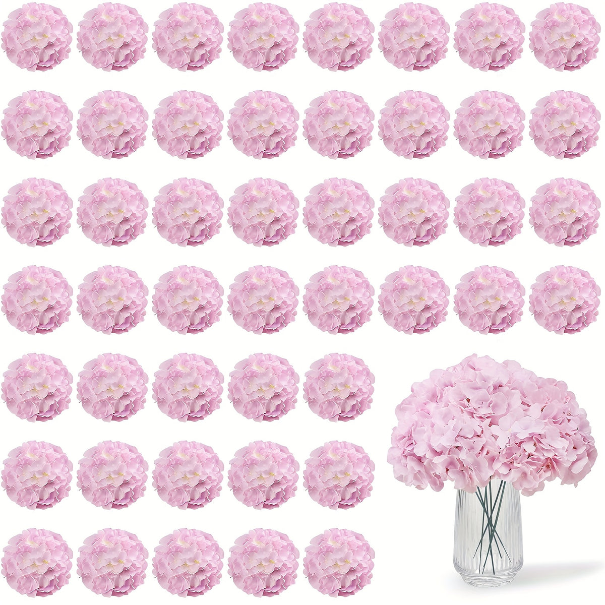 63pcs Artificial Hydrangea Flowers with Stems - Realistic Full Faux Silky Blooms, Round Heads Suitable for Wedding, Baby Shower, Garden, Party Decor, Home Decoration - Fake Flowers for Centerpieces, Arrangements, Year-Round Use