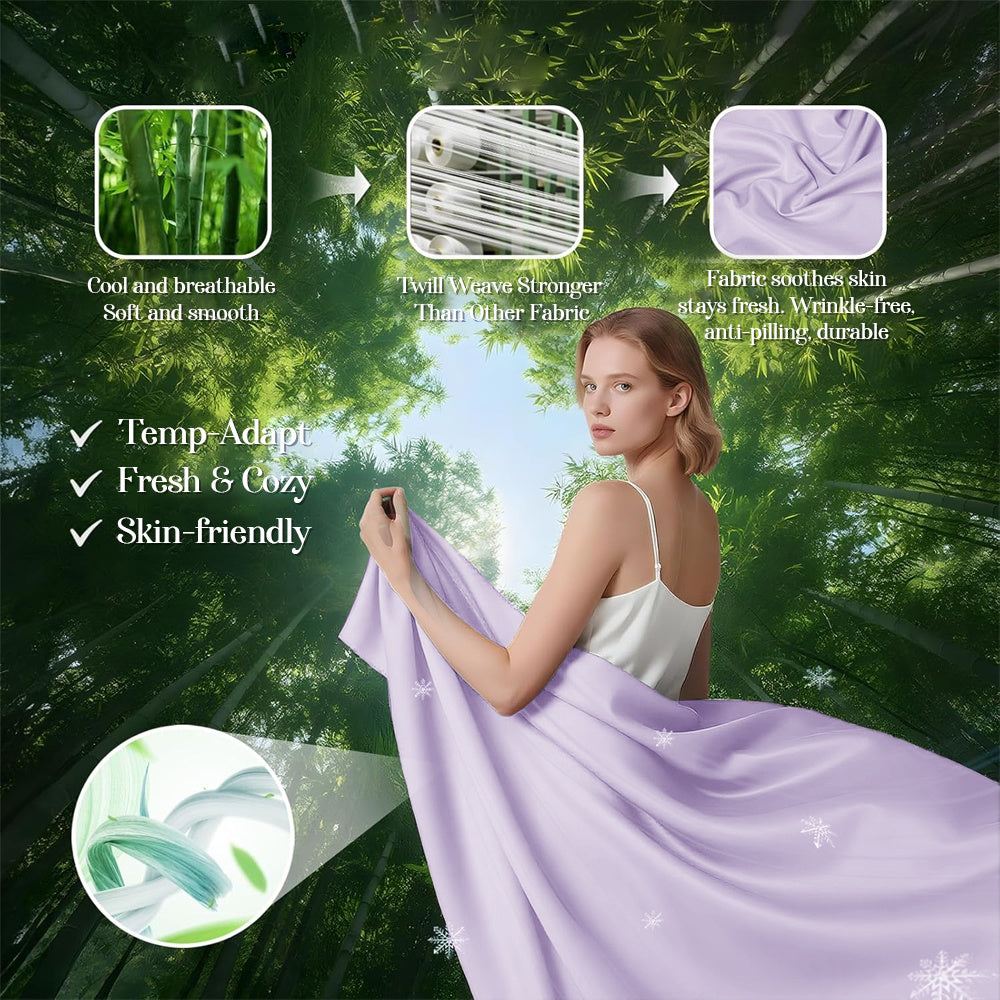 [2000TC Bamboo Sheet Set]Cooling Bamboo Bed Sheet Set - Ultra Soft And Comfortable Summer Queen Size Sheet Set-Deep Pocket Fits Up to 16"-Twin/Full/Queen/King-Fit for Hot Sleepers - Bamboo Kid's Sheet with 2 Pillowcases-All-Season Comfort-Best Gifts