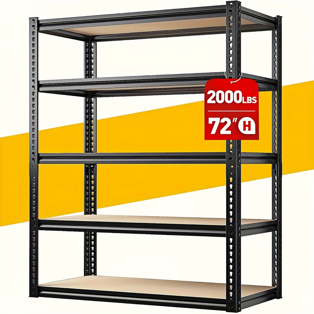 2000LBS Garage Shelving 72''H Storage Shelves Heavy Duty Shelving 5 Tier Metal Shelves For Garage Shelves 35.5"W X72"H X 15.8"D, Adjustable Shelving Unit For Basement Pantry Utility Rack Shelf, Utility Shelves