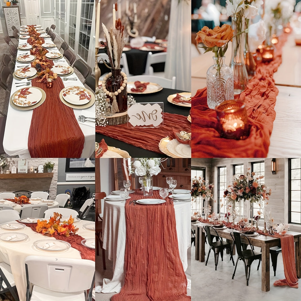 12pcs Cheesecloth Table Runner 10ft Boho Gauze Table Runner 21.3*120Inch Rustic Cheese Cloth Roll Romantic Long Cheesecloth Bulk for Wedding Bridal Shower Birthday Party Decor