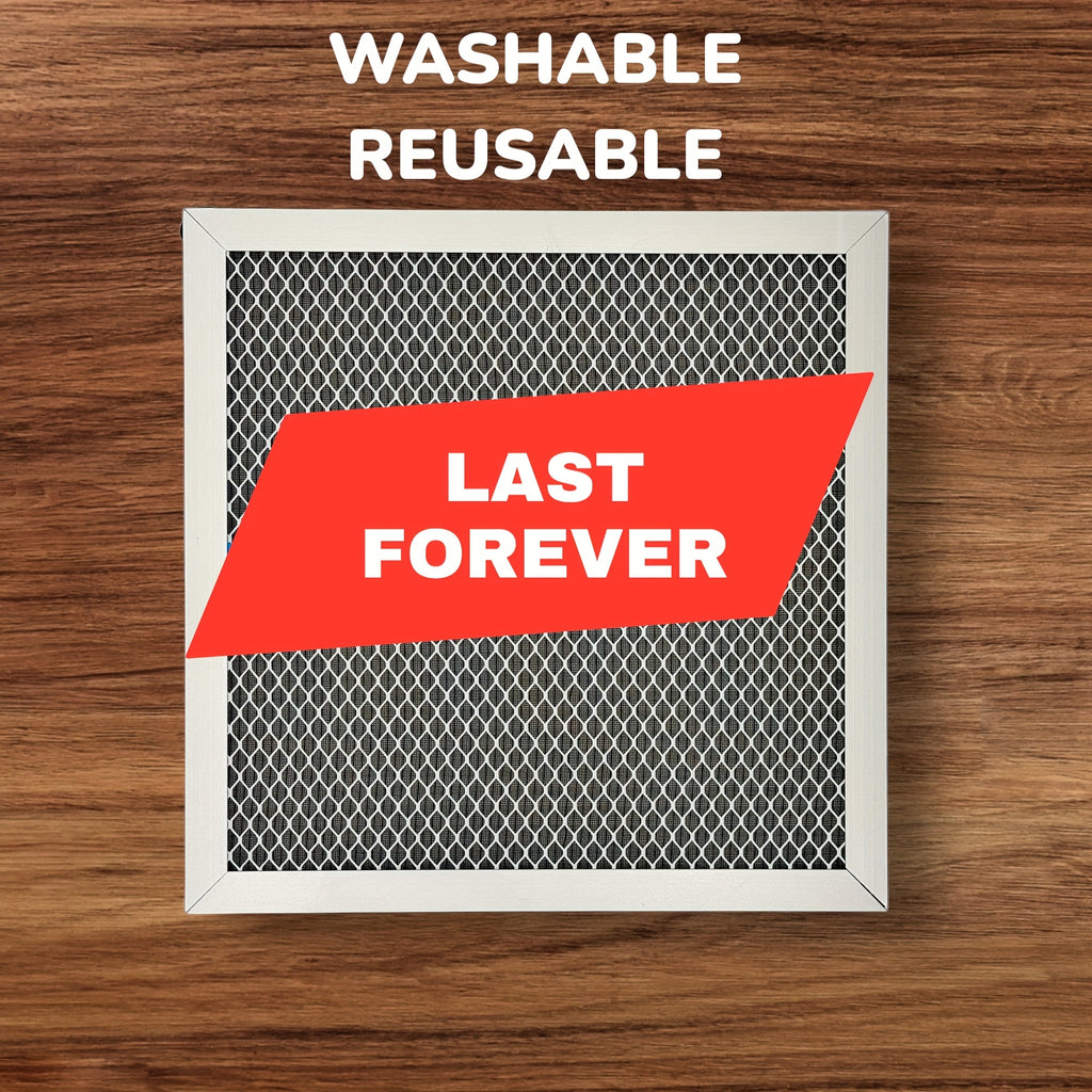Reusable Air Filter - Washable & Permanent MERV 8 Electrostatic HVAC Furnace Filter with Aluminum Frame - Lasts a Lifetime for Home & Office AC Systems, Durable Construction, Sturdy Build, Maintenance Professionals