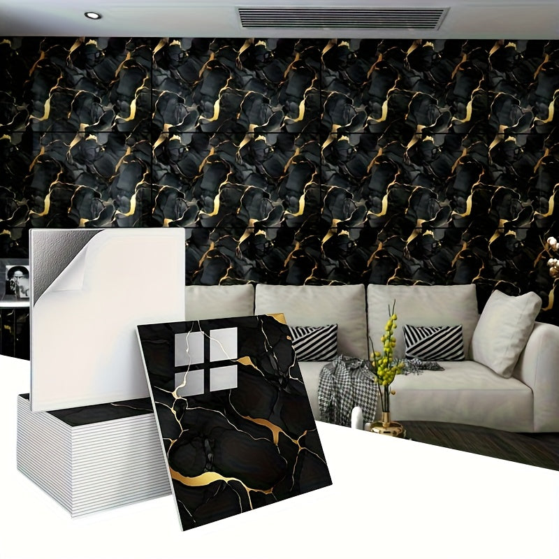 50/100pcs Stick Shower Tiles, Waterproof PVC Wall Panels, Marble Wall Tiles Self Adhesive Vinyl Backdrop for Bathroom, Kitchen, Living Room, Easy Peel & Stick, Ideal for TV Backdrop, Bathroom Wallpaper, Modern Wall Decor, Easy Installation