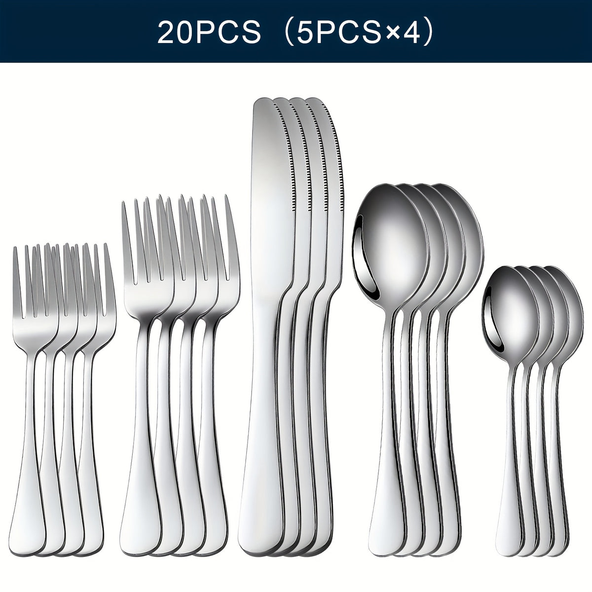 20/24/30/65pcs Stainless Steel Silverware Set, Flatware Set for Kitchen, Cutlery Set with Forks, Spoons, Knives, Serving Set, Modern Flatware Set Service for 4/4/6/12