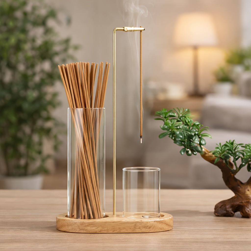 2-in-1 Glass Incense Burner with Removable Ash Collector and Candle Holder- Suitable for Meditation, Yoga, Tea Spaces, and Home Decor- A Practical Tool for Relaxation and Spiritual Practice