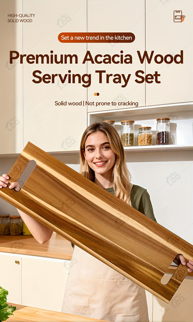 36X12 Inch Extra Large Acacia Wood Charcuterie Board & Cutting Board with Handles, 3Ft Rectangular Cheese Serving Platter for Meat Appetizers, Oversized Grazing Board Food Display Tray for Party Entertaining Housewarming Mother'S Day Gifts BBQ