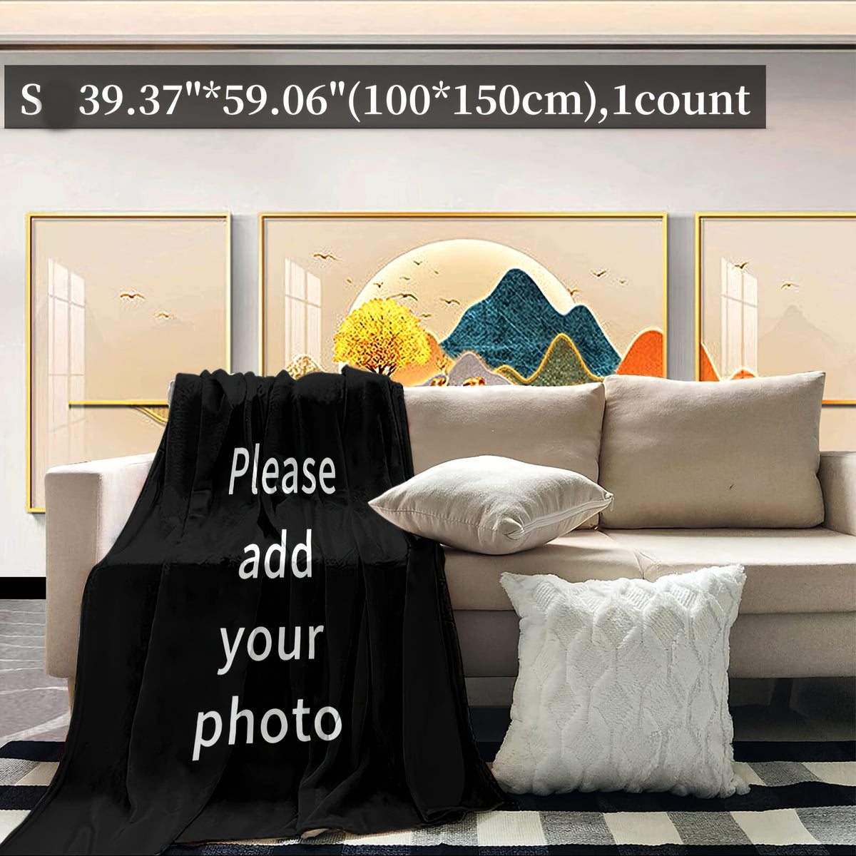1pc of 280gsm 2DCustomized Photo Flannel Blanket- Soft, Warm, and Cozy| Perfect for Home, Travel and Office| Perfect Birthday and Anniversary Gifts| Modern Style with Printed Design| All-season Comfortable, Personalized Blanket