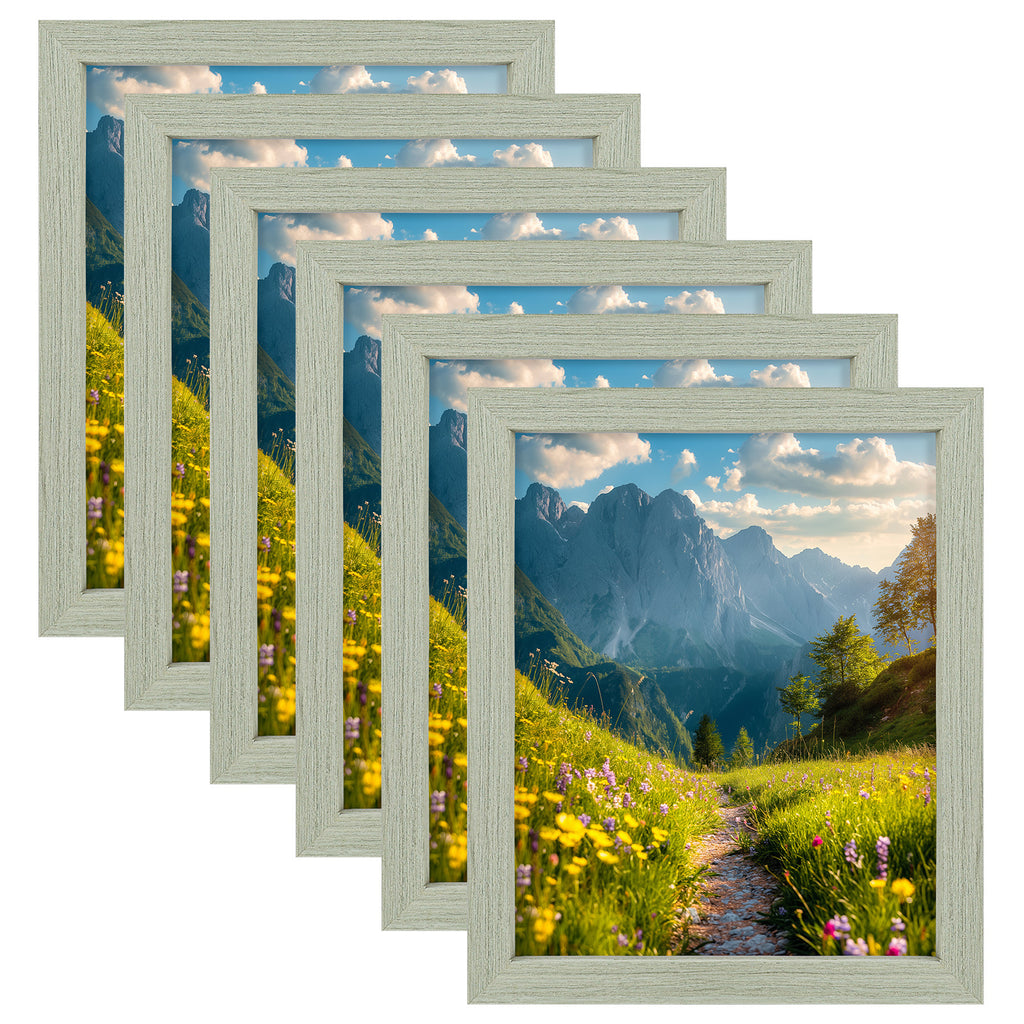6 Packs 6x8/8x10/9x12/11x14/16x20 Picture Frames Set, Engineered Wood Gallery Wall Frame Set with Plexiglass - Wall Mounting or Tabletop Display