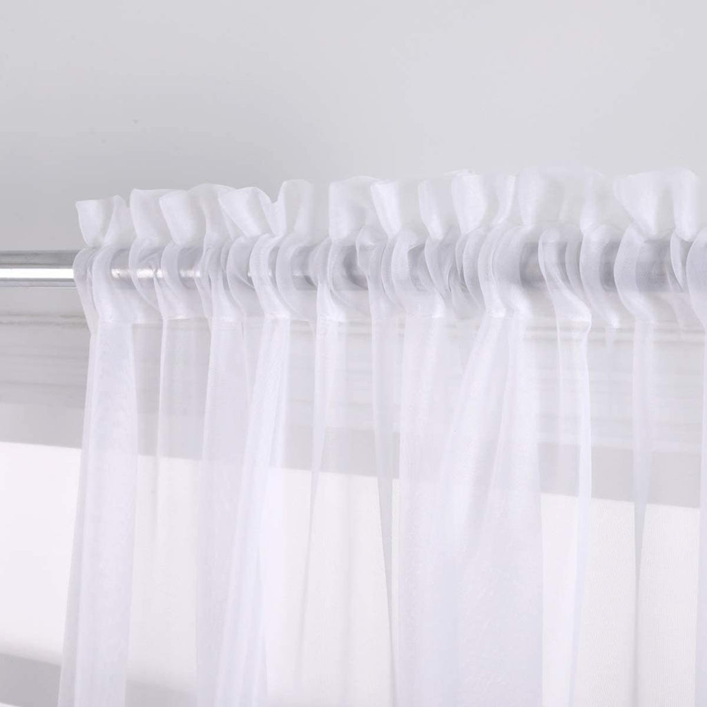 Rod Pocket Sheer Curtains, 2 Polyester Light-Filtering Window Panels in Multiple Colors and Sizes for Living Room Bedroom and Dining Room Decor