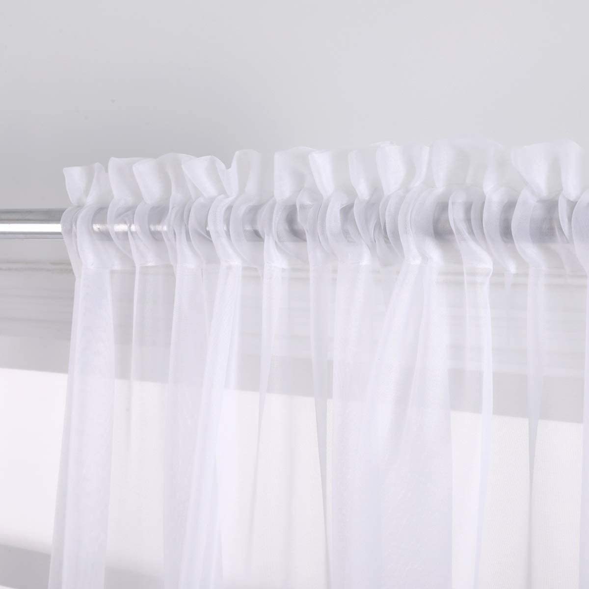 Rod Pocket Sheer Curtains, 2 Polyester Light-Filtering Window Panels in Multiple Colors and Sizes for Living Room Bedroom and Dining Room Decor