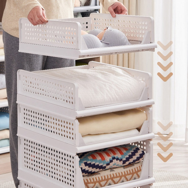 3pcs Stackable Closet Storage Basket, Multifunctional & Foldable Closet Organizer for Bathroom, Kitchen, Laundry Room, And Wardrobe Storage, Space-Saving Clothes Storage Drawer Organizer, Under-Bed Storage, Mounted Closet Systems