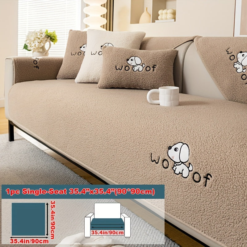 1pc Sherpa Couch Protector, Enhanced Sofa Cover, Suitable for Pets, a Favorite Among Pets, Thick Plush Sofa Shield, Non-Slip Plush Sofa Cover, Furniture Protection Cover, Home Decor for Bedroom, Office, And Living Room