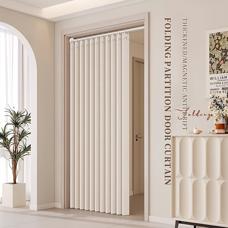 2D Door Curtain, Elegant Bohemian Style Folding Door Curtain with Stripes - Polyester, Magnetic Partition Living Room, Bedroom, Kitchen - Easy to Hand Wash, No Power Required, Multi-Function Home Decor, Multi-Function Curtain | Pastoral Theme |