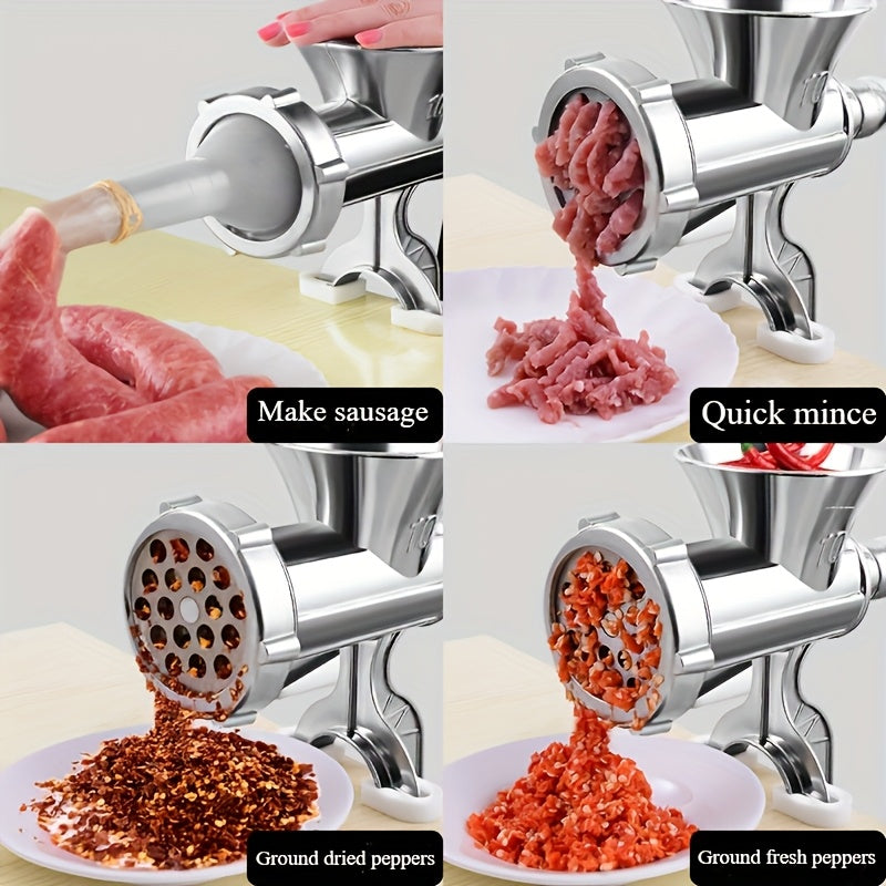 2026 Upgraded Manual Meat Grinder with Table Clamp- Heavy-Duty Stainless Steel Hand-Cranked Food Processor, No Electricity Required, for Grinding Meat, Vegetables, and Spices