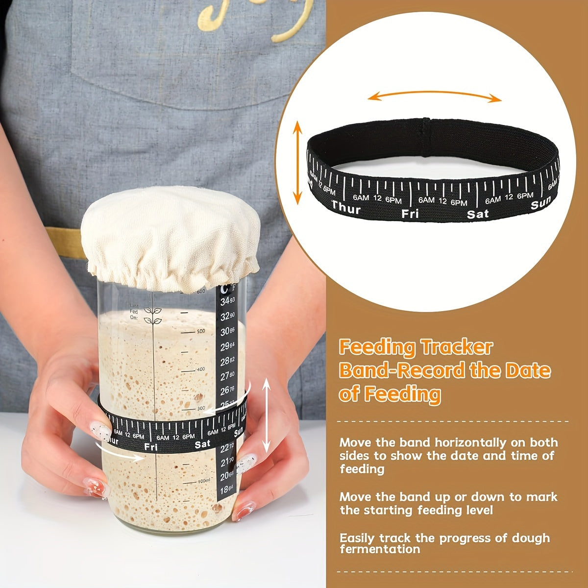 1/2pcs Fermentation Jar 24oz, Glass Jar with Auxiliary Label, Fermentation Jar Kit Set, Thermometer, with Scraper, Stitched Cloth Lid and Aluminum Lid, Suitable for Bread Baking Supplies, Juice Fermentation Glass Jar