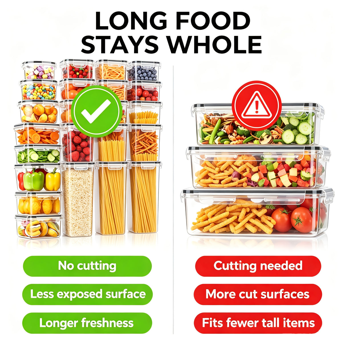 14/18/30/48/60/84pcs Airtight Food Storage Containers with Lids, BPA Free Plastic Kitchen Storage Containers for Rice, Spaghetti, Cereal, Pasta, Flour And Sugar Containers, 7/9/15/24/30/42 Lids+7/9/15/24/30/42 Containers Kitchen Additions