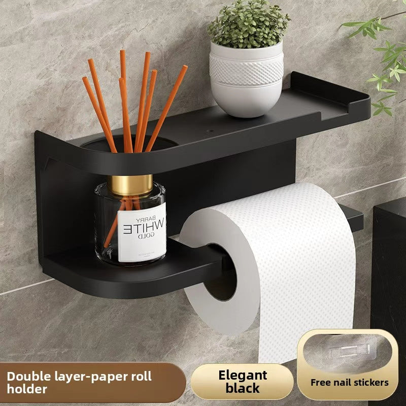 1pc Self-Adhesive Wall-Mounted Toilet Paper Holder, Bathroom Organizer, Easy to Install | Modern Bathroom Decor | Suitable for Humid Environments, Bathroom Storage And Organization