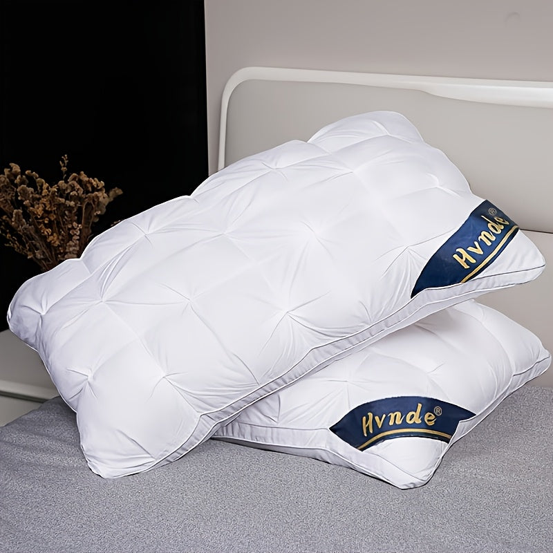 2 Luxury Hotel Quality Pillows | Deep Sleep Neck Support, All-Season, Non-Sinking High Pillow Core, Hypoallergenic Polyester, Modern Design With Soft Satin Cover, Cooling And Neck Pillow, Ideal Gift