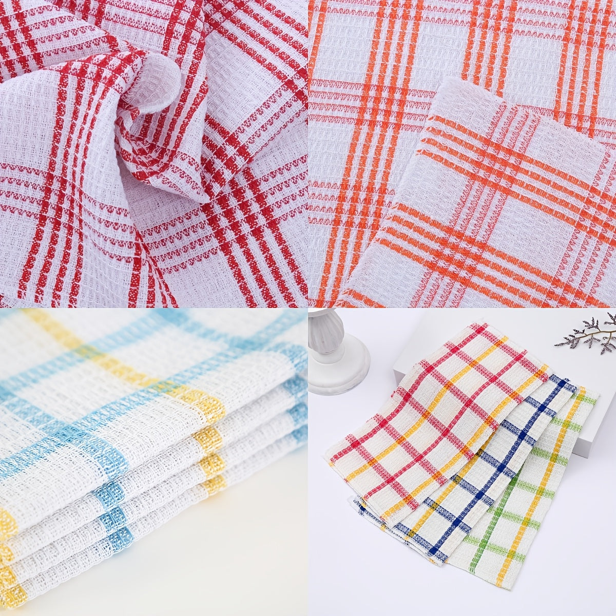 12pcs Kitchen Dishcloths - Soft Absorbent Dishcloths, Square Household Cleaning Cloth Set, Reusable And Durable Kitchen Wipes, Quick Drying Scouring Cloth, Practical Car Cleaning Cloth Set, Home Festival Wedding Decoration