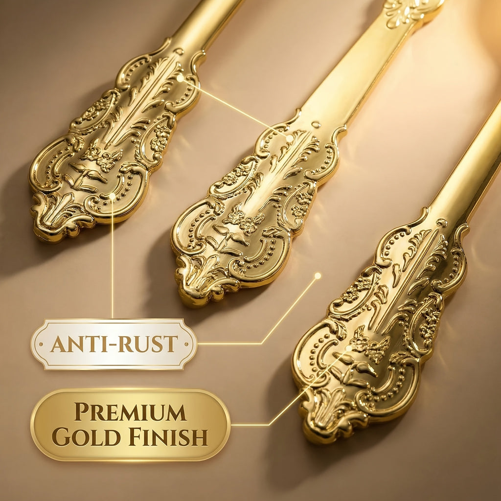 300pcs Premium Disposable Cutlery Set Serves 100 Guests Golden/Silvery Finish Durable Heavyweight Plastic Cutlery Resistant to Warping for Daily Use Ideal for Parties/Weddings/Holiday Gatherings Perfect for Valentine's Day, Christmas, And New Year's